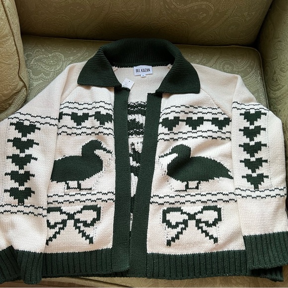 NWT Anthropologie Bel Kazan Knitted Duck Icon Cardigan Sweater One Size - Picture 9 of 16